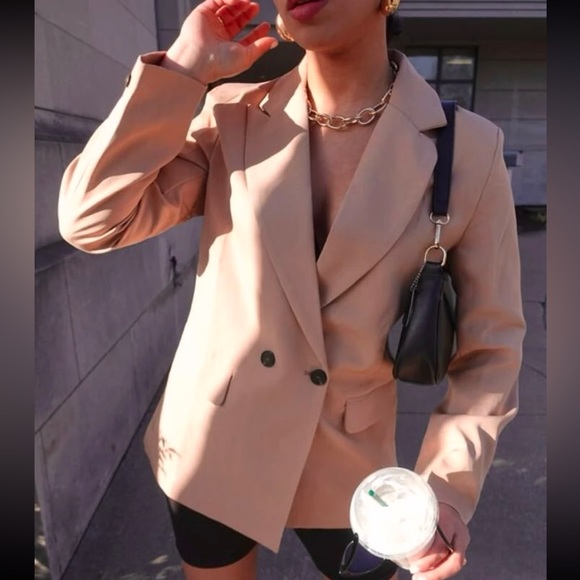 Pink fully lined Double Breasted Lapel Neck Blazer - Picture 11 of 12